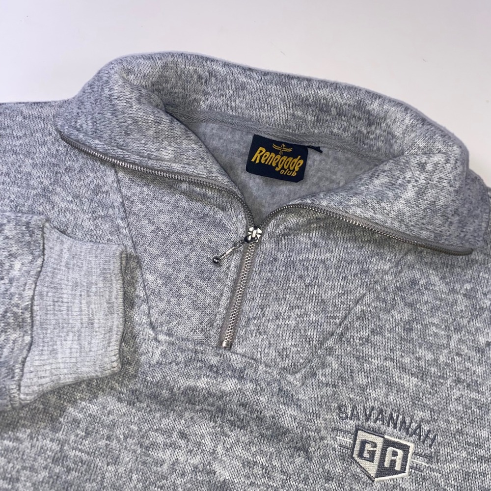 Renegade Club Savannah GA Quarter Zip Pullover Sweatshirt Gray Marl Mens Large